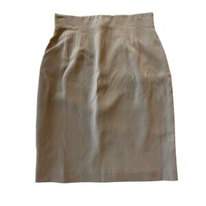 Vintage Ann Taylor 100% Silk Pencil Skirt Beige Lined Size 8 – Classic 90s‎